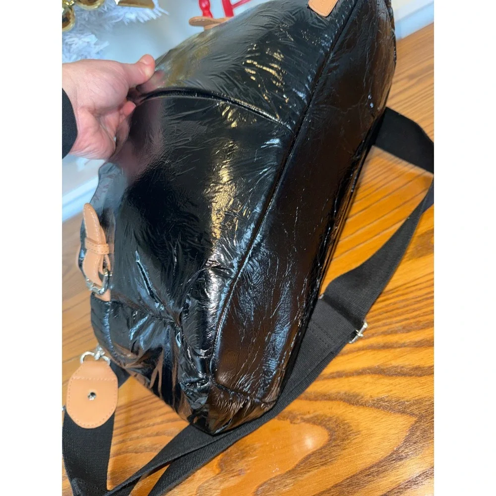 Storksak‎ Black Patent Leather Diaper Bag Messenger Style